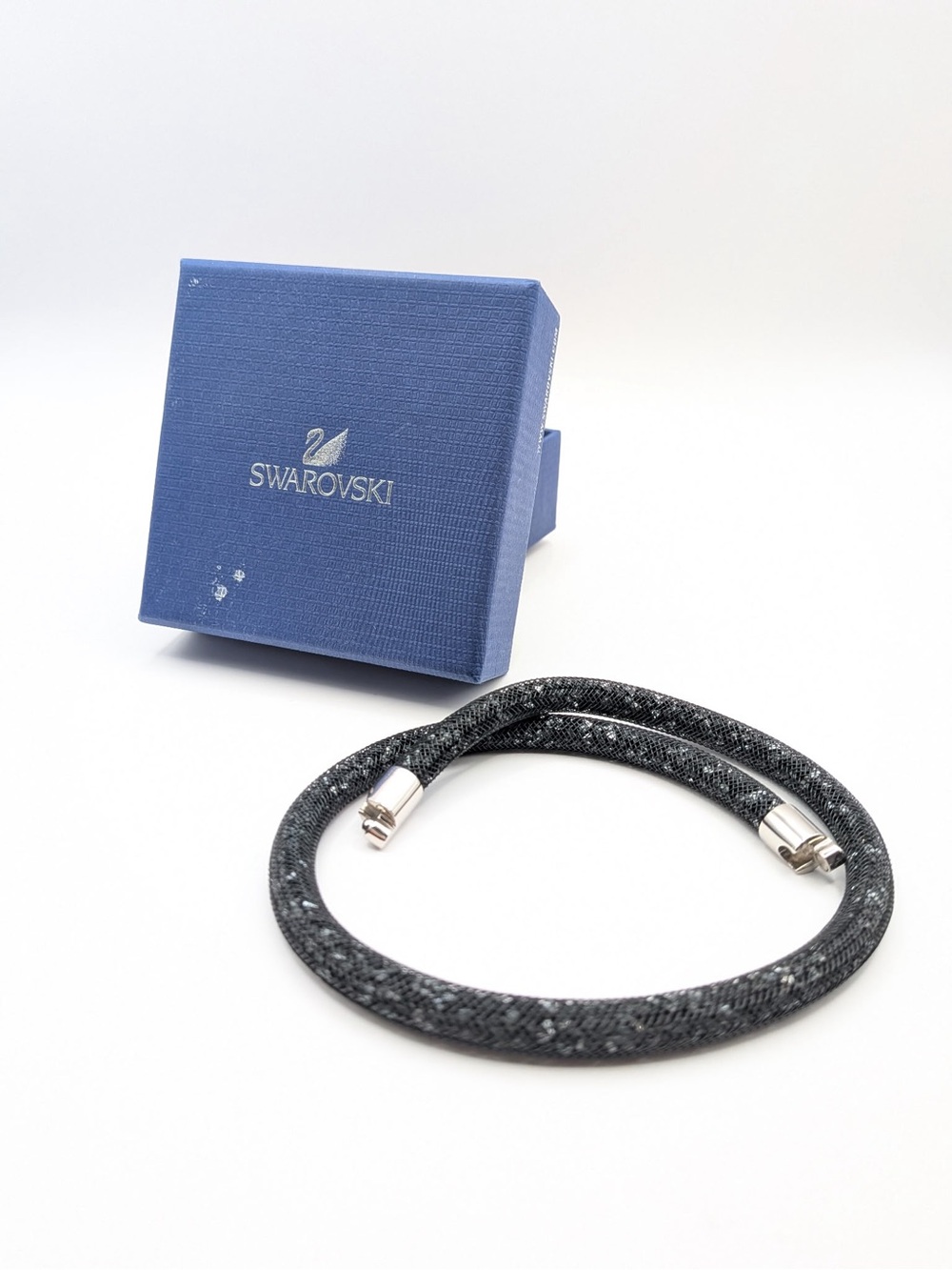 Swarovski Stardust Black Crystal Mesh Double Wrap Bracelet Magnetic Clasp - Picture 7 of 7